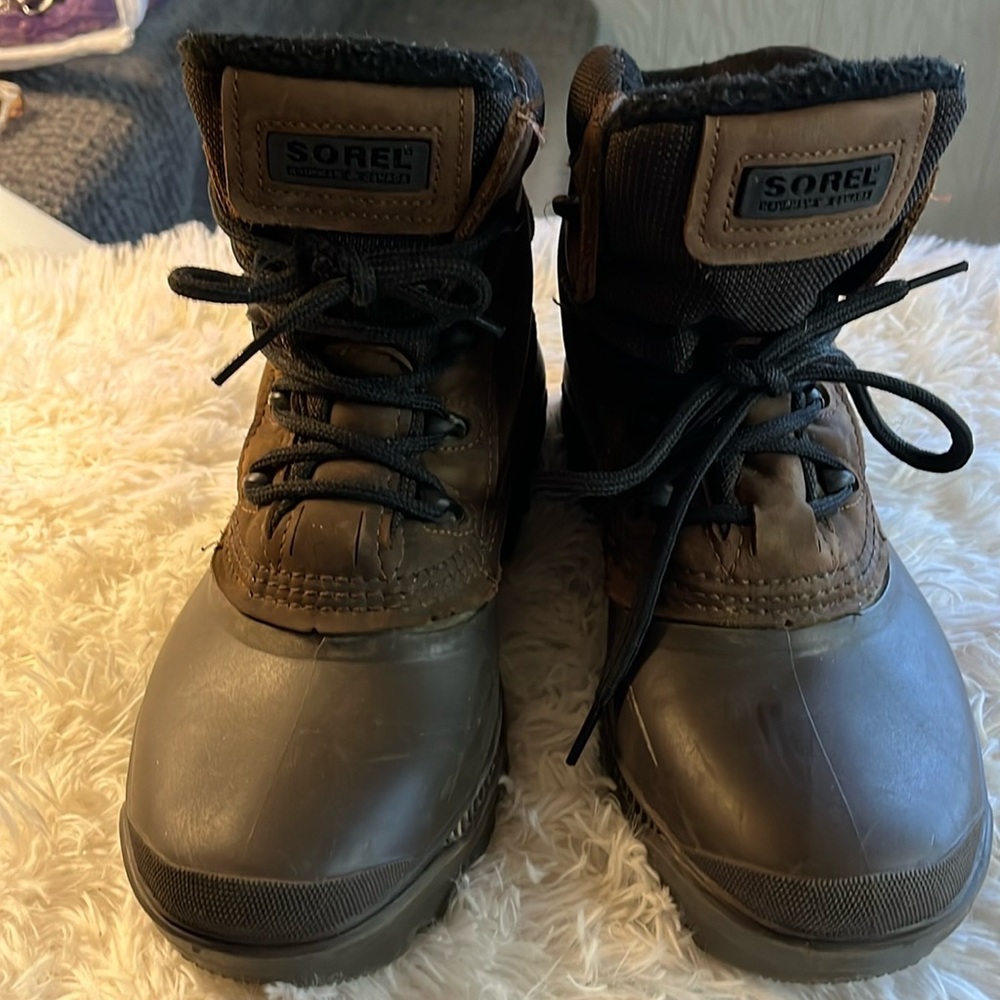 Men's SOREL brown duck boots with removeable wool inserts 7